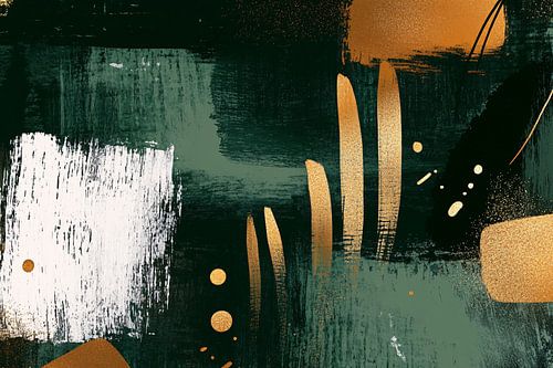 Groene en gouden abstracte vormen