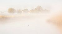 Misty ditch with farm in the background