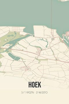 Vieille carte de Hoek (Zeeland) sur Rezona