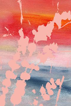 Bladeren. Moderne abstracte botanische kunst in heldere pastelkleuren nr. 7 van Dina Dankers