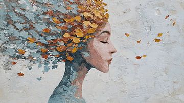 Woman With Tree of Falling Memories by Aden Pink Studio