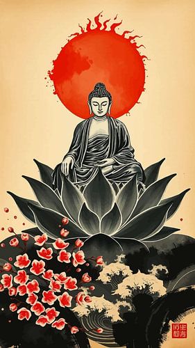 Boeddha / Boeddha Sumi-e Japanse schilderkunst