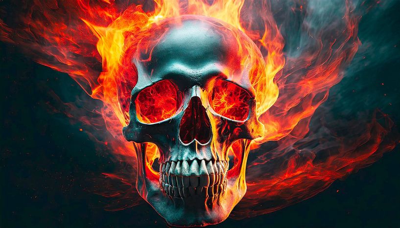 Totenkopf Schädel mit Feuer von Mustafa Kurnaz