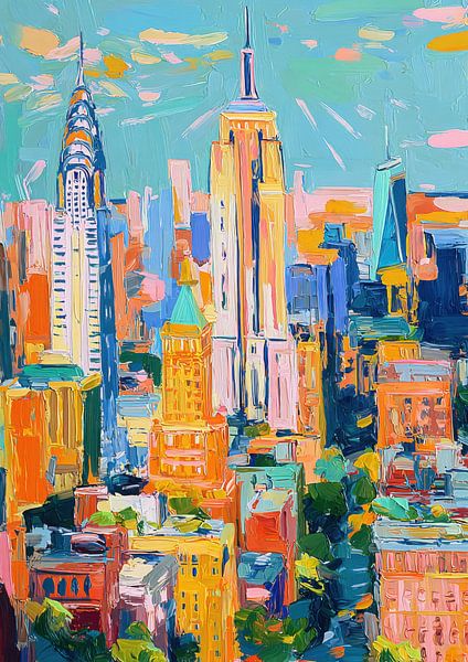 New York Skyline Impasto Colours by Niklas Maximilian