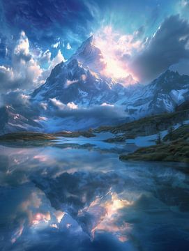Reflectie in het bergmeer van fernlichtsicht
