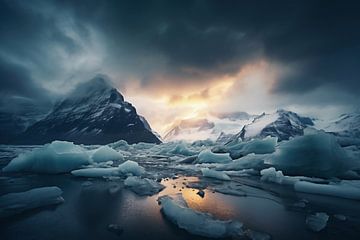 Gletsjers in IJsland van fernlichtsicht