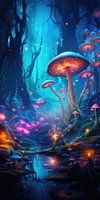 Forêt magique de conte de fées avec champignons