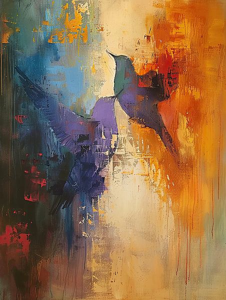 Dream Birds van Abstract Schilderij