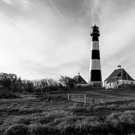 Lighthouse Westerheversand - black and white by Frank Herrmann