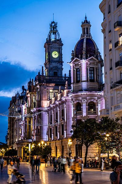 Rathaus Valencia blaue Stunde von Dieter Walther