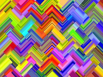 Block-Chains 2 (Abstracte kleurrijke Kunst) van Caroline Lichthart