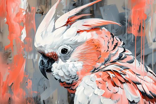 Abstracte schilderij van kleurrijke papegaai