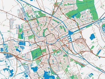 Kaart van Groningen in de stijl Urban Ivory van Map Art Studio