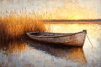 Old rowing boat in reeds