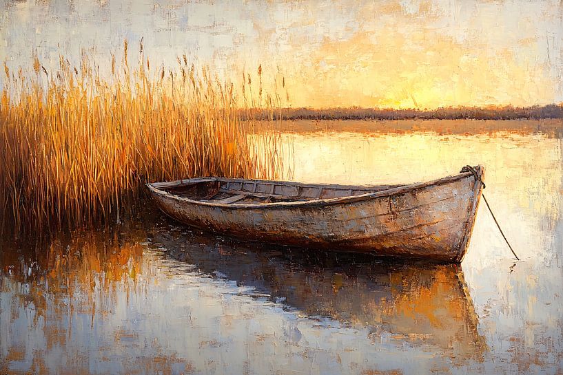 Old rowing boat in reeds by Imperial Art House