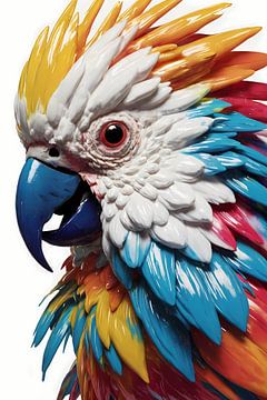 Colourful Parrot in Modern Art Style by De Muurdecoratie