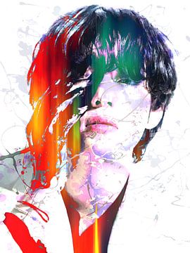 Kim Taehyung BTS Abstraktes modernes Porträt von Art By Dominic
