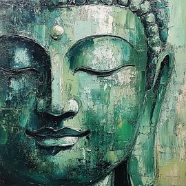 Buddha Porträt im Japandi Stil von Wilma Mesman