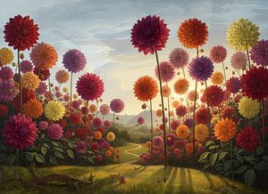 Italienische Landschaft mit Parasolahlien