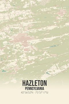 Carte ancienne de Hazleton (Pennsylvanie), USA. sur Rezona