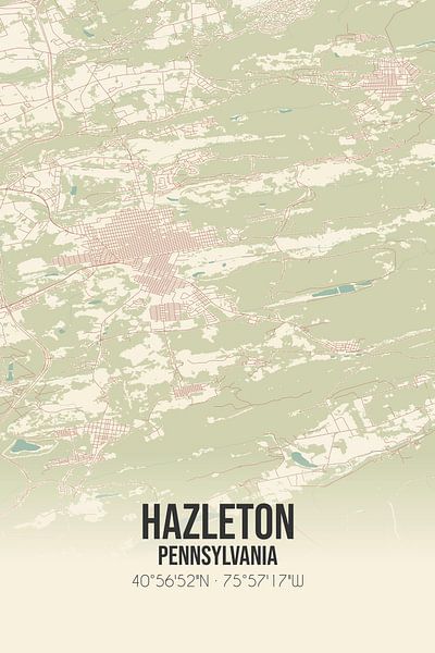 Carte ancienne de Hazleton (Pennsylvanie), USA. par Affiches de lieux
