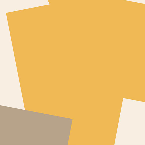 Minimalistische, abstracte, geometrische wanddecoratie in warme mosterdkleur & e neutrale tinten – Set van 2. Nr. 1