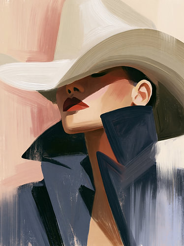 Geheimnisvolle Frau mit Cowboyhut