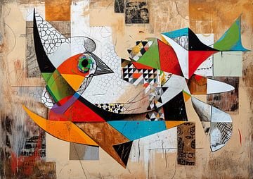 Modern Vogel Schilderij | Vogel van Kunst Kriebels