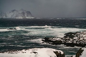 Storm tijdens de wintermaanden op Vesterålen van Kai Müller