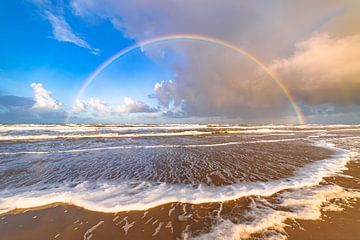 Arc-en-ciel sur la plage de Noordwijk sur Yanuschka Fotografie | Noordwijk