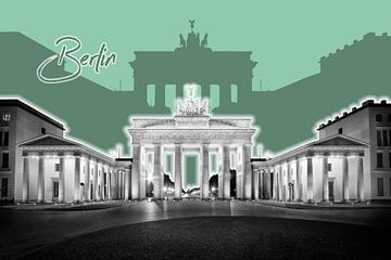 Berlin Brandenburg Gate | Graphic Art | groen van Melanie Viola