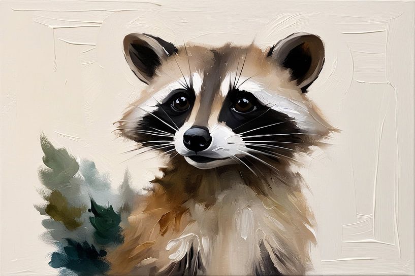 Gemälde eines niedlichen Waschbären von Art & Soul Creations