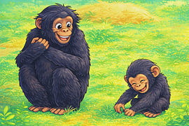 Playful chimpanzees in the sunlight by Jose Lok