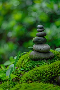 Natuurstenen balans - Zen-tuin stenen toren van Poster Art Shop