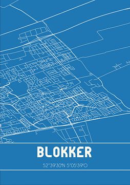 Blauwdruk | Landkaart | Blokker (Noord-Holland) van MijnStadsPoster