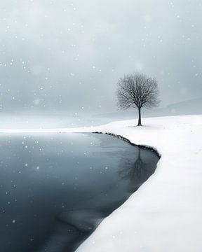 Eenzame boom in de winter van fernlichtsicht
