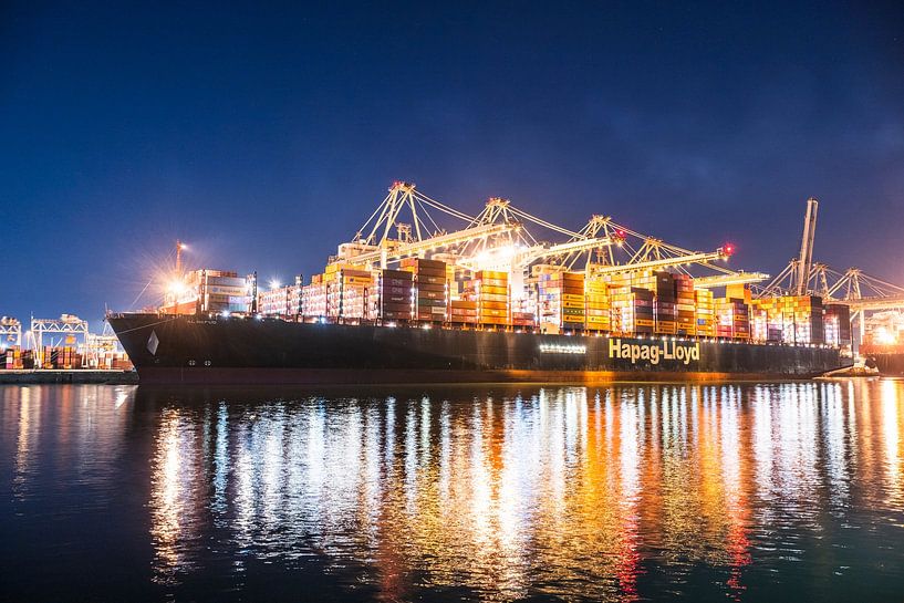 Containerschiff am Containerterminal angedockt von Sjoerd van der Wal Fotografie