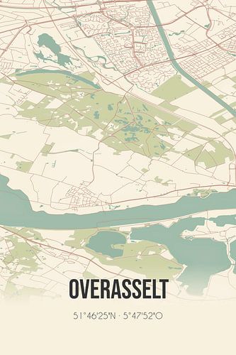 Vintage landkaart van Overasselt (Gelderland)