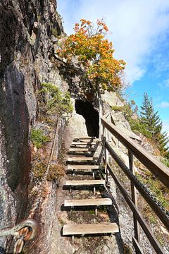 Wandelpad naar een grot in de berg in Zweden van Thomas Zacharias