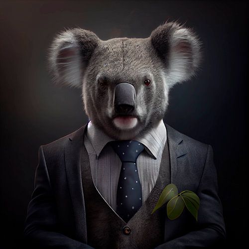 Stately portrait of a Koala in a fancy suit