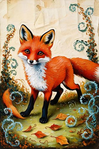 Vrolijke vos in herfstdecor