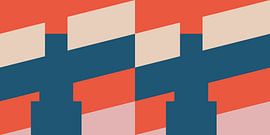 Geometrische Landschaft in Retro-Farben. Moderne abstrakte minimalistische Kunst III von Dina Dankers