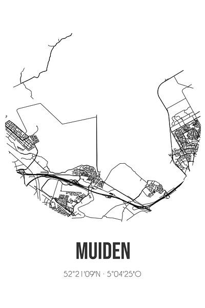 Muiden (Noord-Holland) | Map | Black and white by Prints of Place