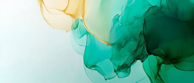 Colourful watercolour abstraction in green by Poster Art Shop