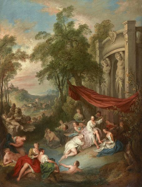 Female Bathers near a Fountain, Jean-Baptiste Pater by Masterful Masters