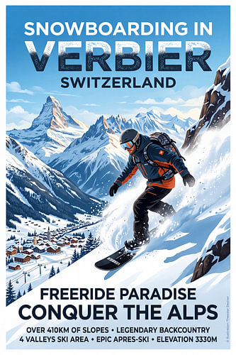 Snowboarding in Verbier by Theodor Decker