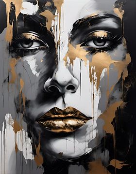 abstracte vrouw in zwart, wit, goud van SPECIAL