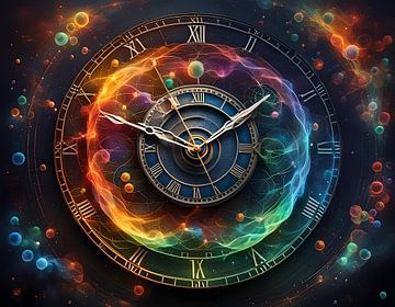 Een klok symboliserend tijd en ruimte van Eye on You