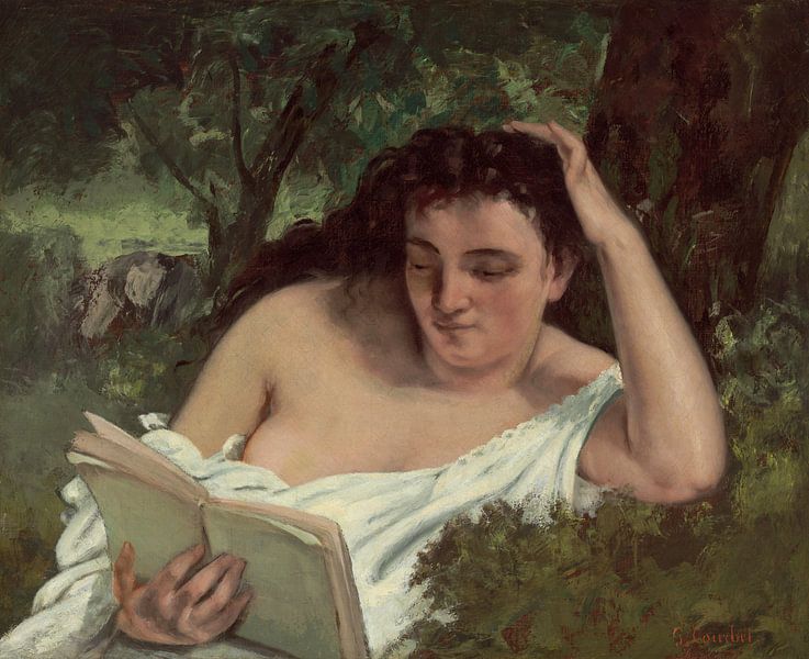 Eine junge Frau beim Lesen, Gustave Courbet von Meesterlijcke Meesters