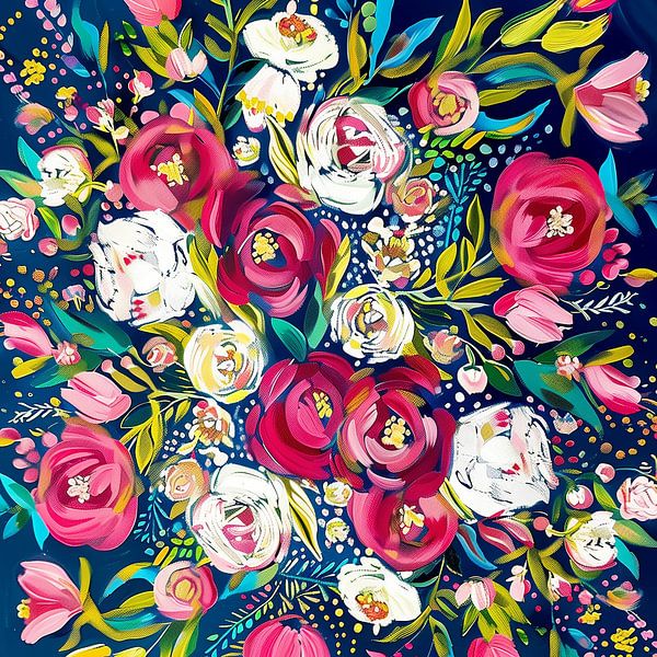 Nocturnal Floral Splendour in Vivid Colours by Color Square